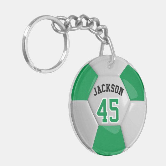 Groen en wit Team Voetbal ⚽ Ball Sleutelhanger (Voorkant Links)