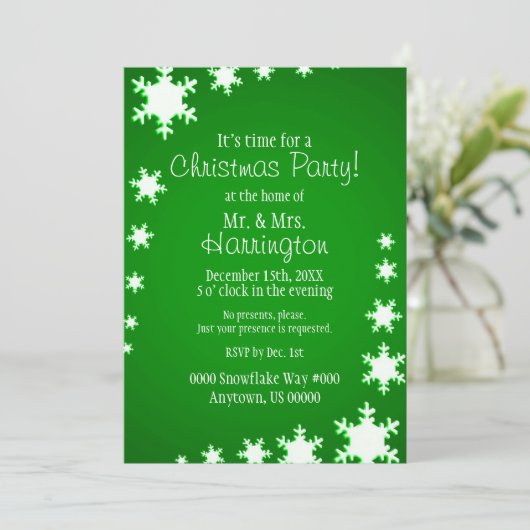 Groen en Wit Thema Kerstfeest Kaart (Staand voorkant)