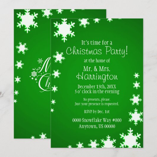 Groen en Wit Thema Kerstfeest Kaart (Voorkant / Achterkant)