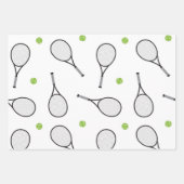 Groen en wit thema Rackets Balls Patroon Inpakpapier Vel (Voorkant 3)