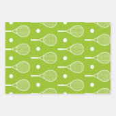 Groen en wit thema Rackets Balls Patroon Inpakpapier Vel (Voorkant 2)