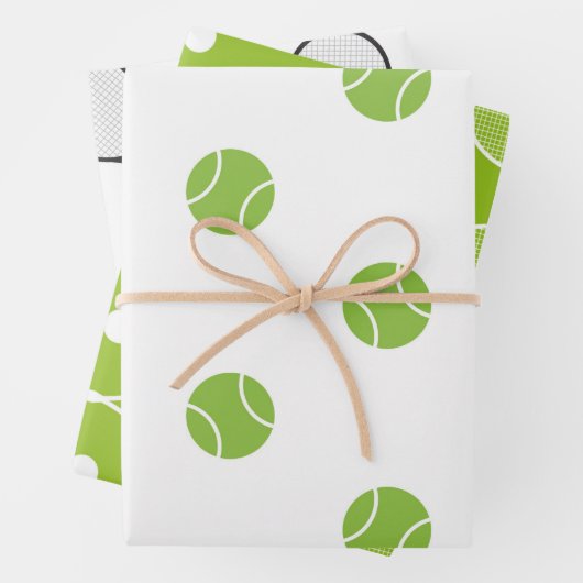 Groen en wit thema Rackets Balls Patroon Inpakpapier Vel (In situ)