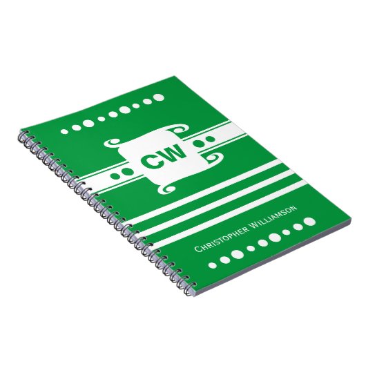 Groen en wit toevoegen initialen naam gestript notitieboek (Rechterzijde)