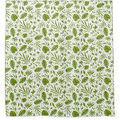 Groen en wit tropisch blad douchegordijn (Voorkant)