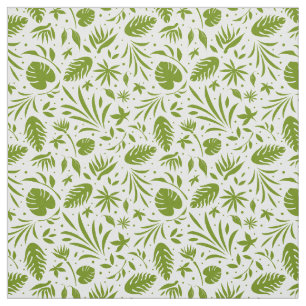 Groen en wit tropisch Oerwoud Palm Leaf Stof