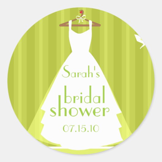 Groen en Wit Trouwjurk Vrijgezellenfeest Ronde Sticker (Voorkant)