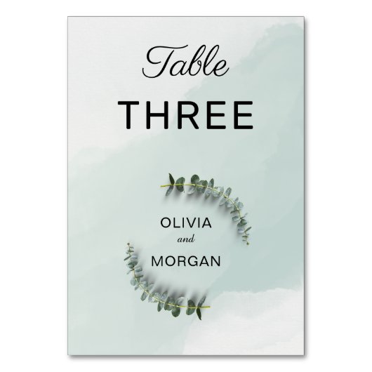 Groen en Wit Trouwtafel Nummer Kaart (Achterkant)