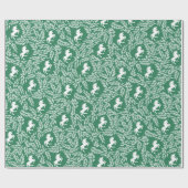 Groen en wit Unicorn Floral Leaf Pattern Cadeaupapier (Vlak)