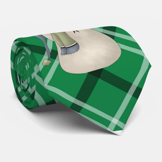 Groen en Wit Vakantie Plaid Sneeuwman Stropdas (Opgerold)