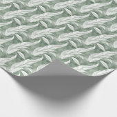 Groen en wit veerpatroon bruids- cadeaupapier (Hoek)