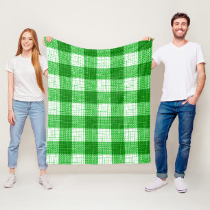 Groen en wit vetgedrukt geruit dessin fleece deken