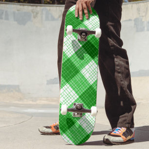 Groen en wit, vetgedrukt geruit ontwerp met ruitpa persoonlijk skateboard