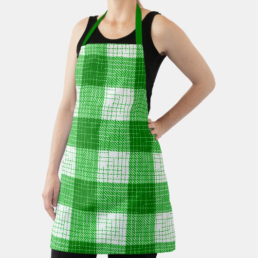 Groen en wit vetgedrukt geruit plaid ontwerp schort