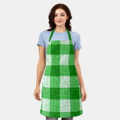 Groen en wit vetgedrukt geruit plaid ontwerp schort (Gedragen)