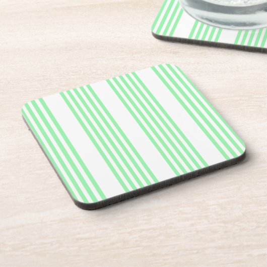 Groen en wit vijf strepen patroon bier onderzetter (Linkerzijde)