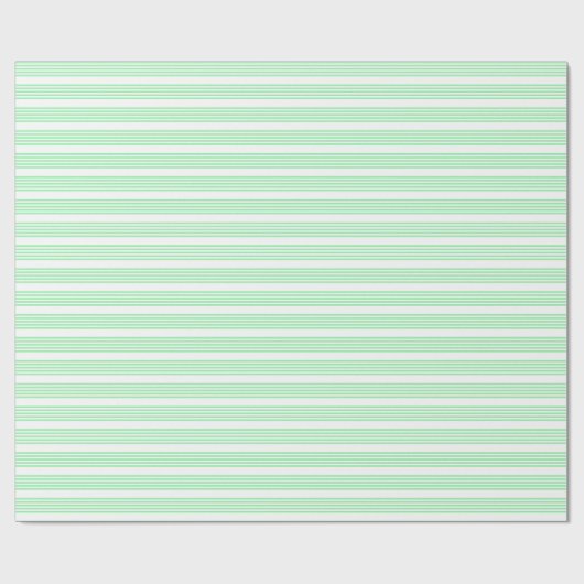 Groen en wit vijf strepen patroon cadeaupapier (Vlak)