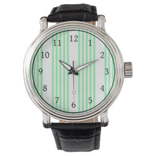 Groen en wit vijf strepen patroon horloge