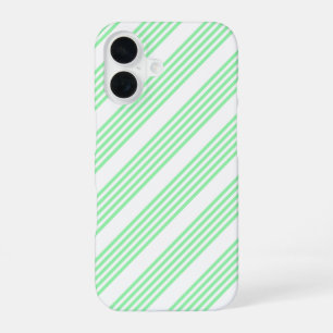 Groen en wit vijf strepen patroon iPhone 16 hoesje