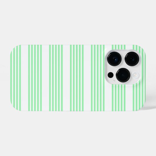 Groen en wit vijf strepen patroon iPhone hoesje (Achterkant horizontaal)