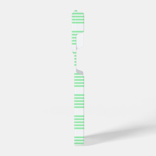 Groen en wit vijf strepen patroon iPhone hoesje (Linkerkant)