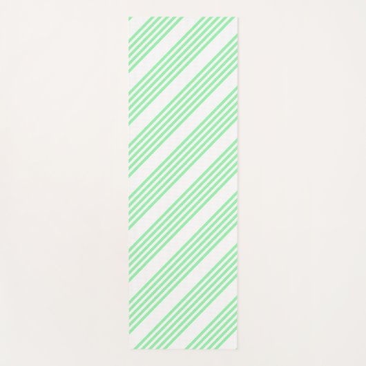 Groen en wit vijf strepen patroon yogamat (Voorkant)