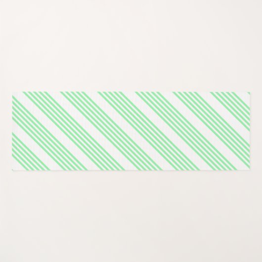 Groen en wit vijf strepen patroon yogamat (Voorkant (horizontaal))