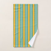 Groen en wit vijf strips met geel bad handdoek (Handdoek)