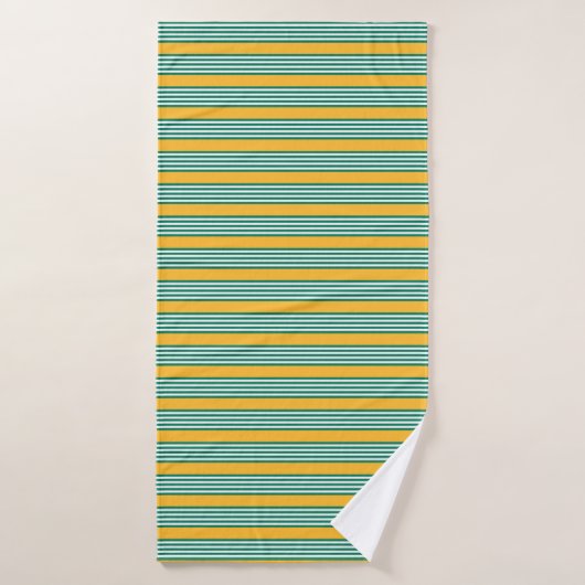 Groen en wit vijf strips met geel badhanddoek (Badhanddoek)