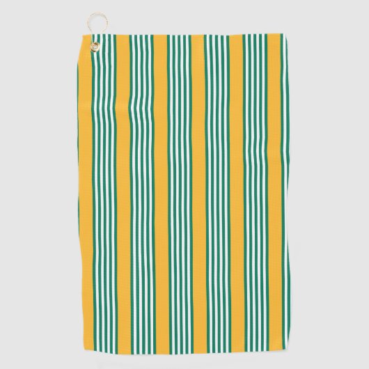 Groen en wit vijf strips met geel golfhanddoek (Voorkant)