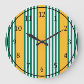 Groen en wit vijf strips met geel grote klok (Voorkant)