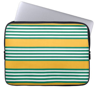 Groen en wit vijf strips met geel laptop sleeve