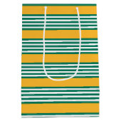 Groen en wit vijf strips met geel medium cadeauzakje (Achterkant)