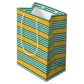 Groen en wit vijf strips met geel medium cadeauzakje (Achterkant Gekanteld)