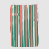Groen en wit vijf strips met koraal golfhanddoek (Voorkant)