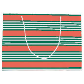 Groen en wit vijf strips met koraal groot cadeauzakje (Achterkant)