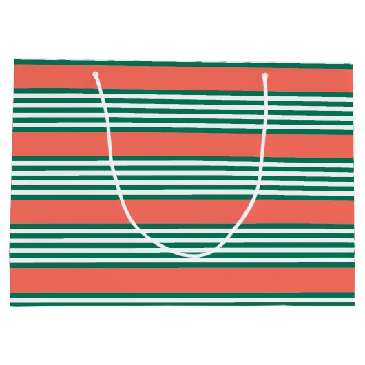 Groen en wit vijf strips met koraal groot cadeauzakje (Achterkant)