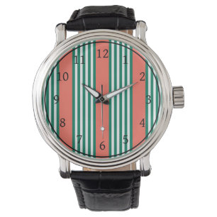 Groen en wit vijf strips met koraal horloge