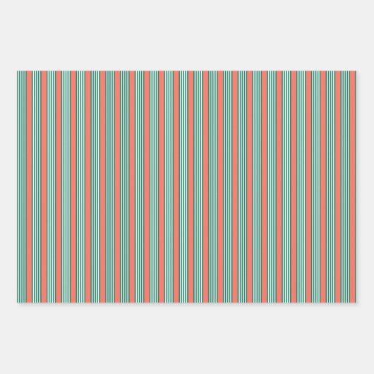 Groen en wit vijf strips met koraal inpakpapier vel (Voorkant 3)