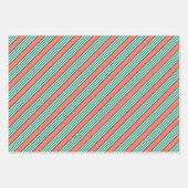 Groen en wit vijf strips met koraal inpakpapier vel (Voorkant 2)