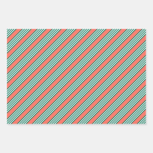 Groen en wit vijf strips met koraal inpakpapier vel (Voorkant 2)