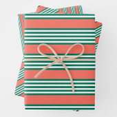 Groen en wit vijf strips met koraal inpakpapier vel (In situ)