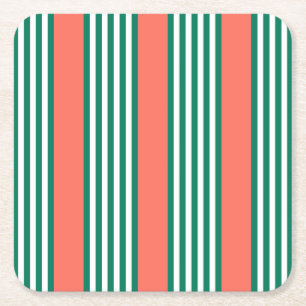 Groen en wit vijf strips met koraal kartonnen onderzetters