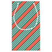 Groen en wit vijf strips met koraal klein cadeauzakje (Achterkant)