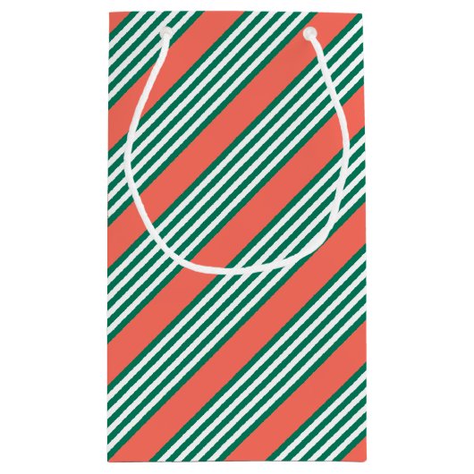 Groen en wit vijf strips met koraal klein cadeauzakje (Achterkant)