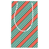 Groen en wit vijf strips met koraal klein cadeauzakje (Voorkant)