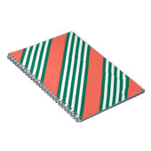 Groen en wit vijf strips met koraal notitieboek (Rechterzijde)