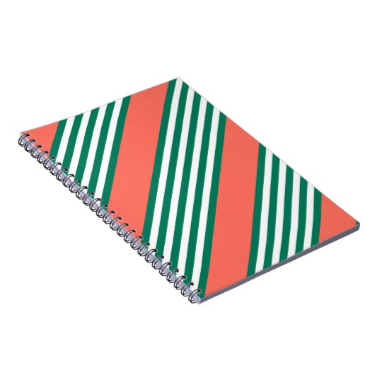 Groen en wit vijf strips met koraal notitieboek (Rechterzijde)
