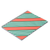 Groen en wit vijf strips met koraal notitieboek (Linkerzijde)