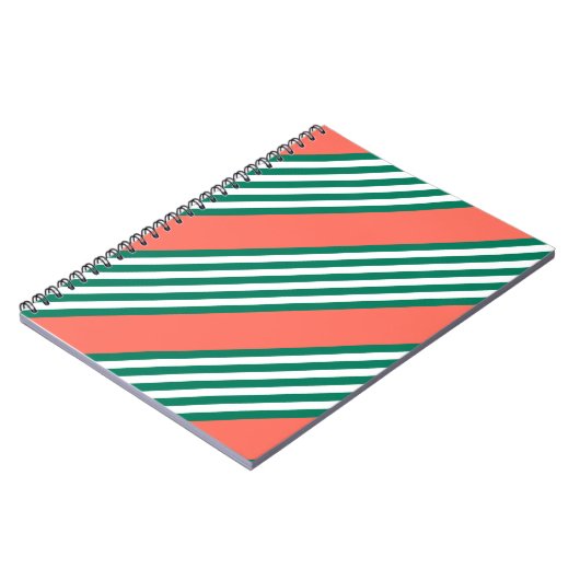 Groen en wit vijf strips met koraal notitieboek (Linkerzijde)