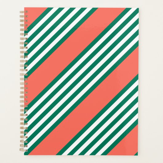 Groen en wit vijf strips met koraal planner (Voorkant)